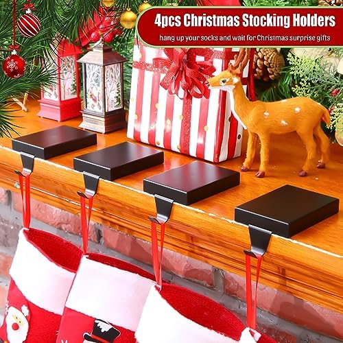 Zonon 6 Pcs Christmas Stocking Holders for Mantle, Black - Image 4