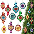 Soulchen 10 Pcs Vintage Glass Christmas Ornaments, Glitter, Retro by Soulchen