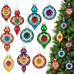 Soulchen 10 Pcs Vintage Glass Christmas Ornaments, Glitter, Retro by Soulchen