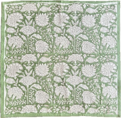 ATOSII Jade 100% Cotton Fall Cloth Designer Dinner Napkins, Handblock Print, Washable Durable Linen for Everyday Use Wedding Parties Outdoors Christmas Thanksgiving I 20 X 20 Inches I Set of 4 - Image 4