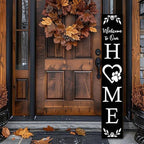 FemiaD Welcome To Our Home Porch Sign Wooden Paw Print Sign Vertical Welcome Sign for Standing Front Porch Sign Farmhouse Porch Signs Outdoor Tall Sign Decorations for Home 8x48inch - Image 3