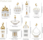 Islamic Decor Resin Mosque Models with Crescent Moon Statues,Gold and White - Image 6