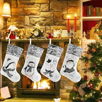 BSTAOFY Christmas Stockings Set of 4 Soft Non-Woven Patterned Santa Claus Animals Socks for Assorted Xmas Tree Hanging Decor Party Ornaments Gifts Kids, Silver - Image 3