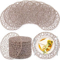Threehoney Paper Braided Round Placemats, Set of 24, Mocha, 13 in by Threehoney