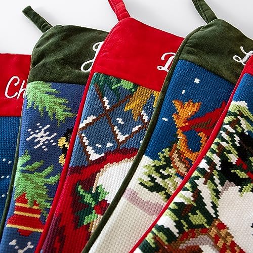 Let's Make Memories Personalized Needlepoint Christmas Stocking - Embroidered Family Stockings - Old-Fashioned Christmas Décor - Mantel Décor - 8"x17" - Customized Embroidered Name - Reindeer - Image 4