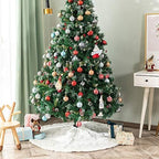 Christmas Tree Skirt 58 inches White Faux Fur Silver Snowflake Sequin Embroidered Luxury Tree Skirt Xmas Decoration - Image 6