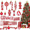 96 Pcs Christmas Tree Ornaments Red and White Candy Ball Ornament by Glitinsel