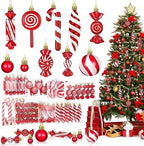 96 Pcs Christmas Tree Ornaments Red and White Candy Ball Ornament by Glitinsel