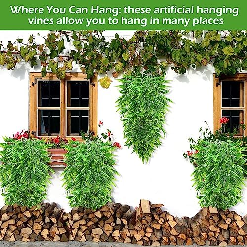 Hoteam 12 Pcs Artificial Hanging Greenery Plants, Bamboo Leaf - Image 4