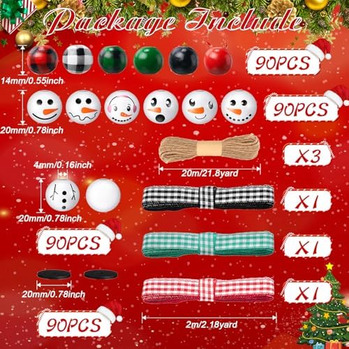 Vicenpal 450 Pcs Christmas Wooden Beads, Plaid, Classic Color - Image 2