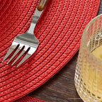 FunWheat Round Braided Placemats Set of 12 Place Mats for Dining Table Woven Washable Non-Slip Table Mats 15 Inch(Red,12pcs) - Image 5