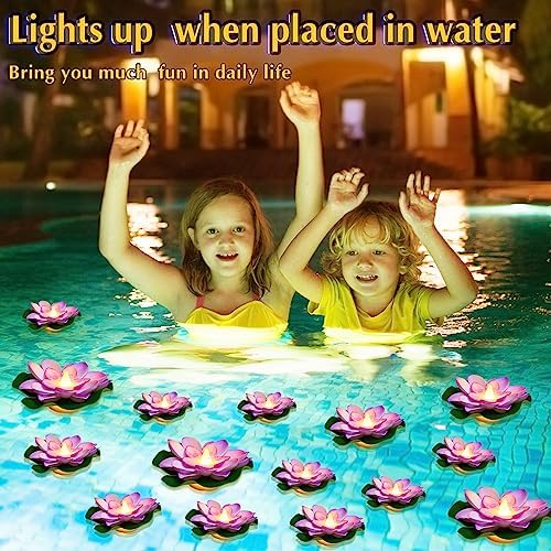 Liliful LED Floating Lotus Lantern Diwali Pool Pond Decor Purple 3.94&5.91" - Image 3