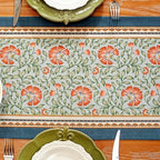 Laolitou Designer Vintage Blue Floral Linen Table Runner, Farmhouse Cottage Rustic Table Runners, Wrinkle Resistant Table Decoration for Kitchen Dining and Coffee Tables Banquet Christmas 13x72 Inches - Image 4