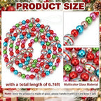 Sureio 6.74ft Vintage Glass Bead Garland for Christmas Tree 90s Xmas Decor - Image 2
