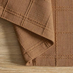 ZeeMart Linen Checked Farmhouse Placemats Set of 6, Caramel 13x19in - Image 3