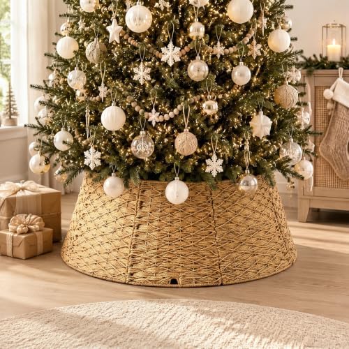 Poen Woven Rattan Christmas Tree Collar, Khaki, 42 Inch by Poen