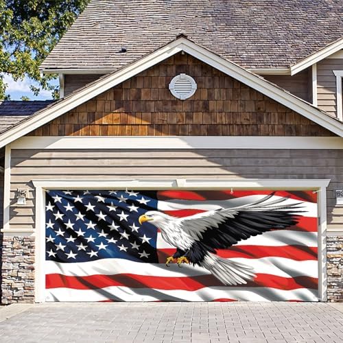 6 * 13FT Eagle flag 4 of July Garage Door Cover Decorations Independence Day Garage Door Banner for Outdoor Indoor Patriot Party Photography Backdrop by ANNAQUEEN