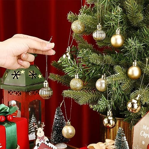 Shappy 216 Pcs Mini Christmas Ball Ornament 1.18 Inch,Gold - Image 3