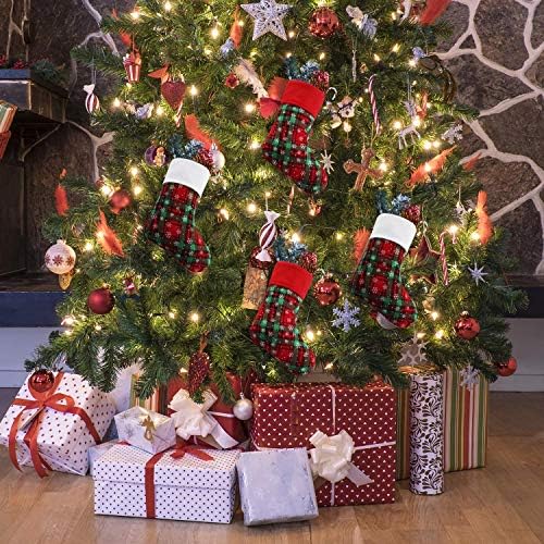 Syhood 48 Pcs 9 Inch Christmas Mini Stockings Small Plaid Stocking Bulk - Image 7