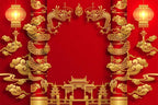 Laeacco Happy Chinese New Year Backdrop 12x8FT Dragon Year Photography Backdrops Red Lanterns Luck Clouds Happy Chinese Lunar New Year Spring Festival Party Decorations Banner Family Photo Studio - Image 4