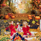 16X7ft Fall Garage Door Cover Decorations Autumn Pumpkin Rustic Harvest Family Holiday Decor Maple Leaves Harvest Party Party Outdoor Indoor Cover - Image 5