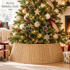 Christmas Tree Collar, 36-inch Tree Skirt Collar Paper Rope Christmas Decor - Image 2