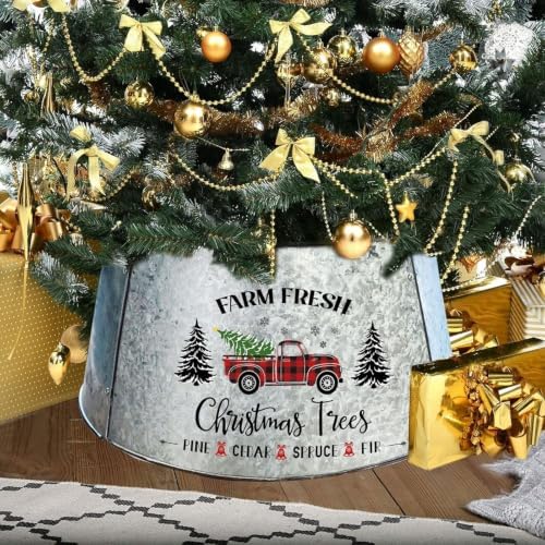 Small Metal Christmas Tree Collar 21 Inch Diameter Base, Small Tree Collar for Slim Trees, Christmas Truck Decorations - Image 5