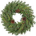 Real Touch Pine Christmas Wreath 24 Inch Christmas Wreaths for Front Door Winter Wreath Artificial Green Wreaths Outdoor Christmas Decorations Indoor Outside Window Home Holiday Thanksgiving by CHEAWRTZ
