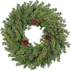 Real Touch Pine Christmas Wreath 24 Inch Christmas Wreaths for Front Door Winter Wreath Artificial Green Wreaths Outdoor Christmas Decorations Indoor Outside Window Home Holiday Thanksgiving by CHEAWRTZ