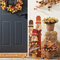 Glitzhome Fall Wooden Scarecrow Family with Wreath Porch Decor, Rustic Fall Harvest Scarecrow Yard Sign, Farmhouse Porch Sign Standing Decor for Fall Harvest Autumn Thanksgiving by Glitzhome