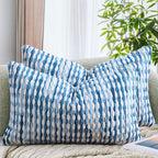 AmHoo Set of 2 Boho Chenille Pillow Cover Decorative Tufted Pillowcase for Couch Bed Sofa Bedroom Living Room Modern 12 x 20-Inch Sky Blue by AmHootextile