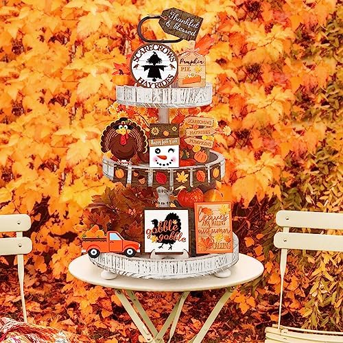 14 Pcs Halloween Tiered Tray Decor Set, Gnome Wood Table Signs (Basic) - Image 6