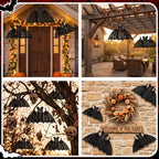 Threehoney 3 Pcs Halloween Hanging Rattan Bat for Indoor Outdoor Home Door - Image 6