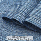 SHACOS Round Braided Placemats Set of 8 Circle Place Mats Cotton Polyester Kitchen Table Mats for Dining Table Wedding Party Decor (Blue Gray, 8) - Image 5