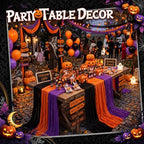 Remagr 12 Pcs Halloween Cheesecloth Gauze Table Runners Black Orange Purple - Image 4