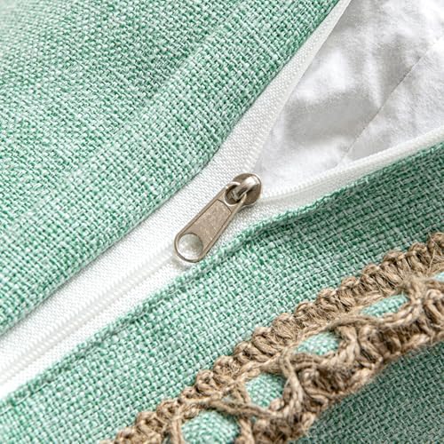 MIULEE Set of 2 Rustic Linen Burlap Throw Pillow Covers 18x18 Aqua - Image 3