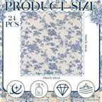 Christmas Cloth Napkins, 24 Pcs, Blue Floral with Light Blue - Image 2