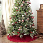 36 inch Christmas Tree Skirt: Pencil Tree Skirt for 6ft Tree, Diamond Edge Knit Small Wine Red Tree Skirt, Vintage Tree Skirts, Rustic Farmhouse Christmas Decorations - Image 5