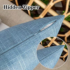 Kevin Textile Outdoor Waterproof 24”x24” Pillow Covers 2 Pack, Light Blue - Image 3