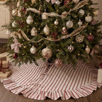 Thenshop 48 Inch Christmas Tree Skirt, Ruffle Quilted Stripe Tree Skirt by Thenshop