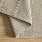 ZeeMart Linen Checked Farmhouse Placemats Set of 6, Oatmeal 13x19in - Image 3