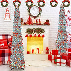 Aoriher 5 ft Pre-lit Pop up Silver Christmas Tinsel Tree Decor Reusable Collapsible Artificial Sequins Slim Pencil Tree with Colorful String Lights for Holiday Party Home Indoor Outdoor - Image 5