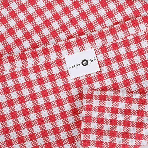 Native Fab Red Gingham Mini Check Cloth Dinner Napkins - 16x16 inches, Set of 12, Soft, Absorbent, Cotton Napkins - Reusable Fabric Napkins for Everyday Use, Lunch, Wedding, Gift, Christmas - Red - Image 5