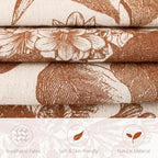 Foindtower Set of 2 Linen Floral Throw Pillow Covers Vintage Accent Print Decorative Cozy Cushion Covers Farmhouse Boho Home Decor for Sofa Chair Couch Bedroom Living Room,24×24 Inch,Autumn Orange - Image 2