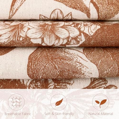 Foindtower Set of 2 Linen Floral Throw Pillow Covers Vintage Accent Print Decorative Cozy Cushion Covers Farmhouse Boho Home Decor for Sofa Chair Couch Bedroom Living Room,24×24 Inch,Autumn Orange - Image 2
