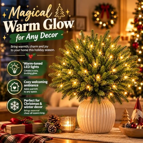5/10 Bundles Twinkling Enchanted Evergreen Pine with Lights，10 Bundles - Image 2