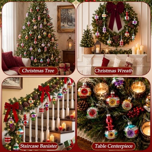 16 Pcs Vintage Glass Christmas Ornament Reflector Decor, Classic - Image 6