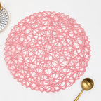 IcosaMro Round Woven Placemats Set of 12 for Dining Table, 15 Inches Paper Boho Decorative Circle Place Mats for Wedding Christmas Thanksgiving Day Holiday Dinner (Pink) - Image 5