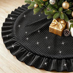 Black Tree Skirt Small Sequin Christmas 60 Inch Velvet Mini for Pencil Glitter Skirts Collar Sparkle Decorations by FANPROMS