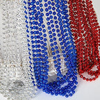 4th of July Necklace Bulk, 120PCS Fourth of July Beads Necklace, Round Independence Day Red Blue Silver Necklaces, Beads Bulk for Patriotic Parade Party Celebration Favors Decorations - Image 3